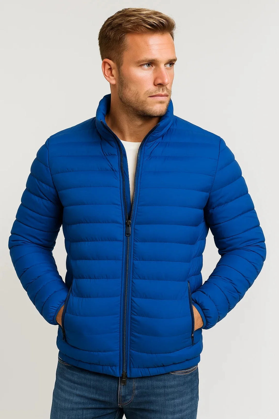 Men's Casual Puffer Jacket Zip-Up Elastic Cuffs 6