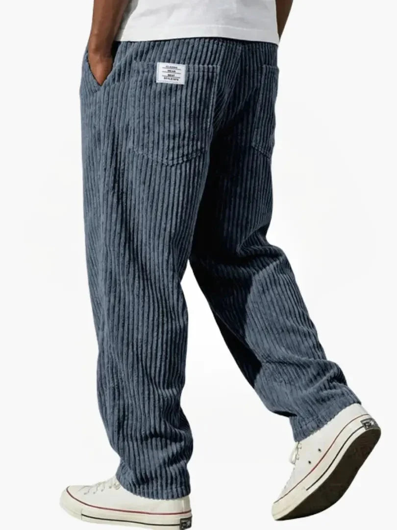 Mens Trousers Casual Relaxed Fit Corduroy Cotton Blend 2