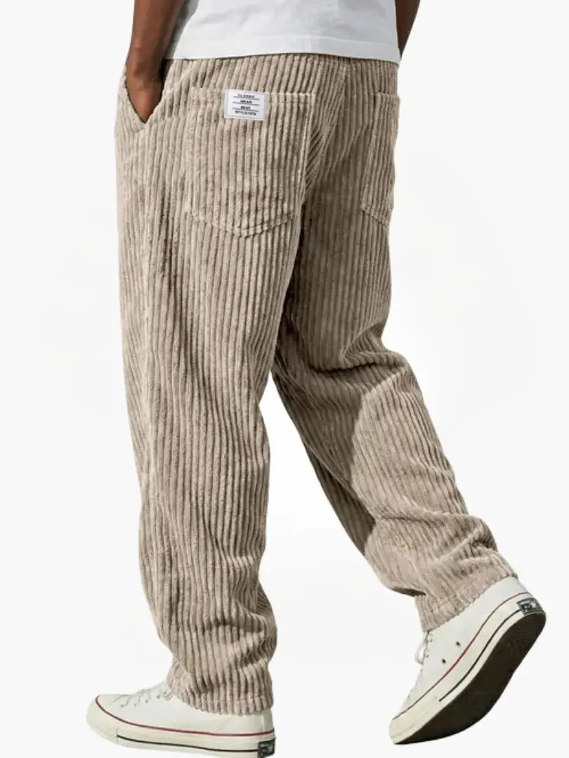 Mens Trousers Casual Relaxed Fit Corduroy Cotton Blend 3