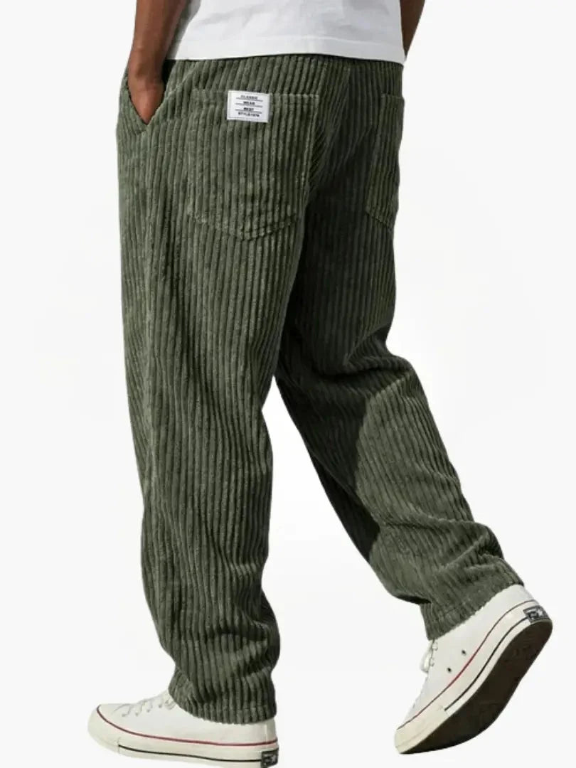 Mens Trousers Casual Relaxed Fit Corduroy Cotton Blend 8