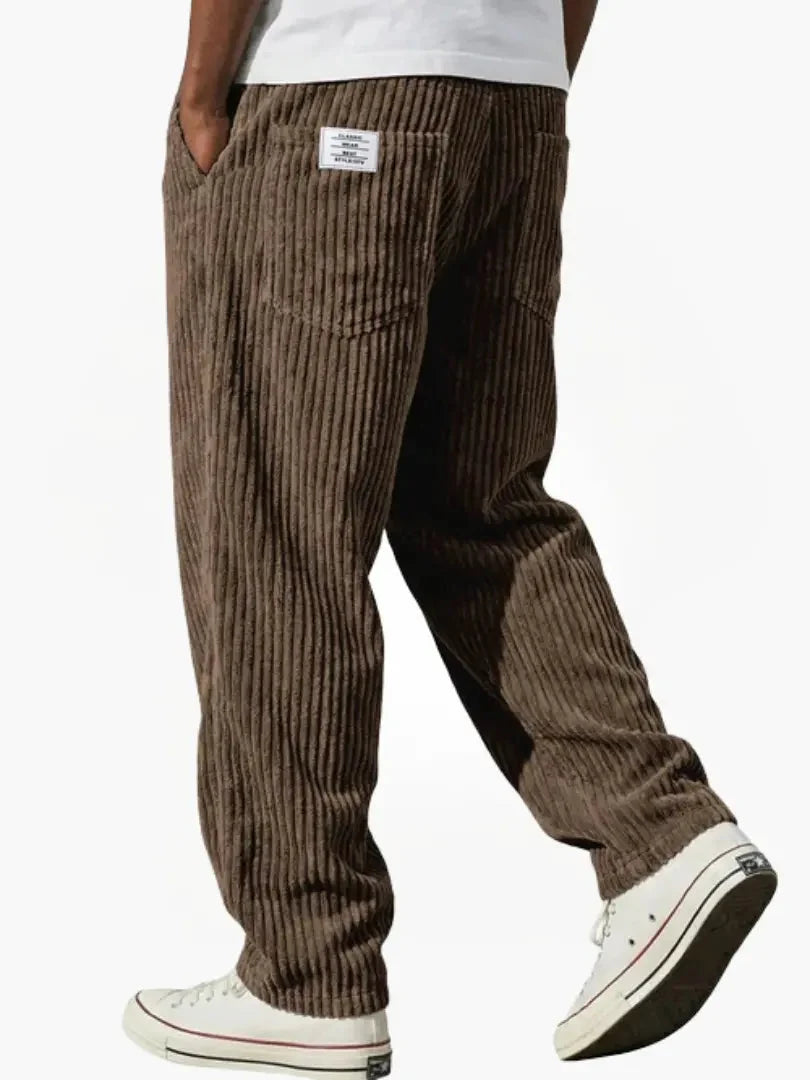 Mens Trousers Casual Relaxed Fit Corduroy Cotton Blend 9