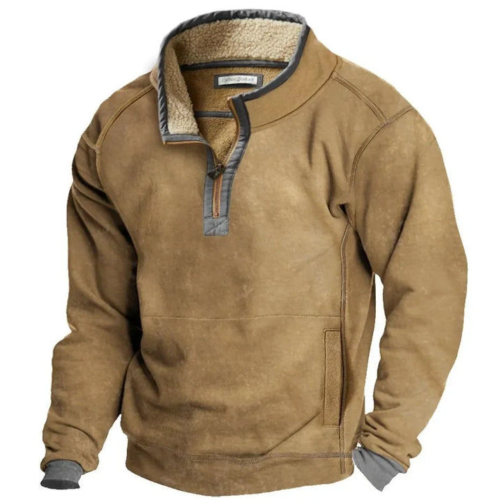 Mens Quarter Zip Jumper Fleece Lined Relaxed Fit 0