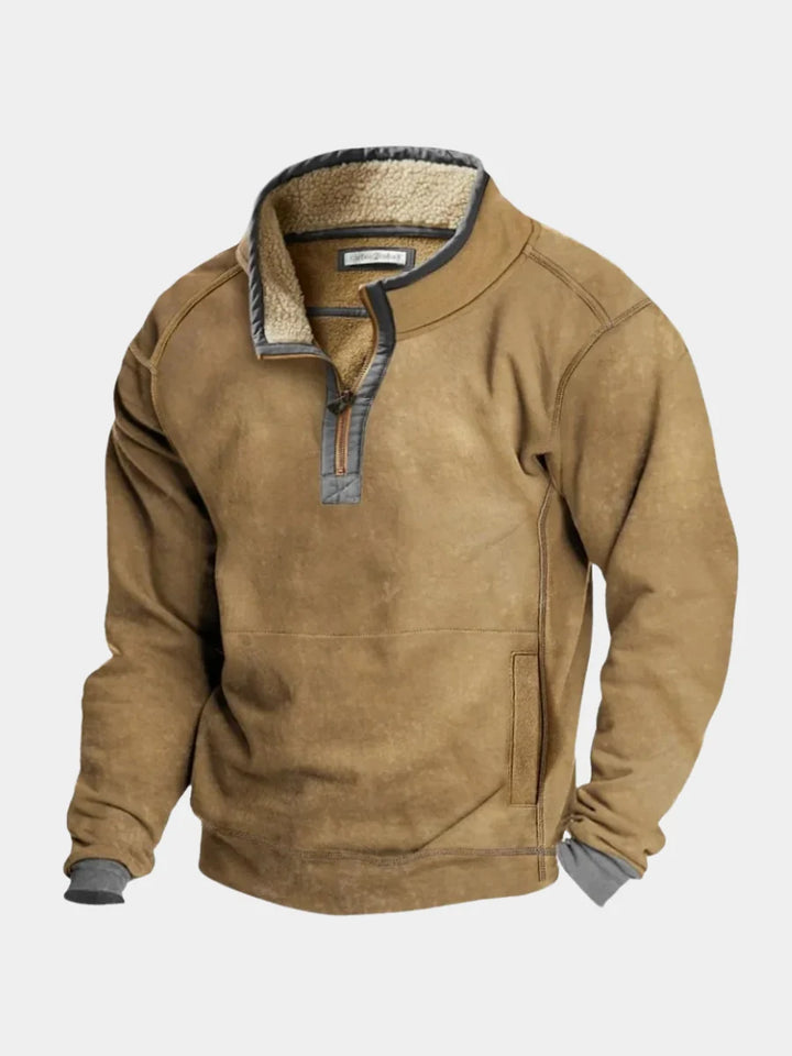 Mens Quarter Zip Jumper Fleece Lined Relaxed Fit 1