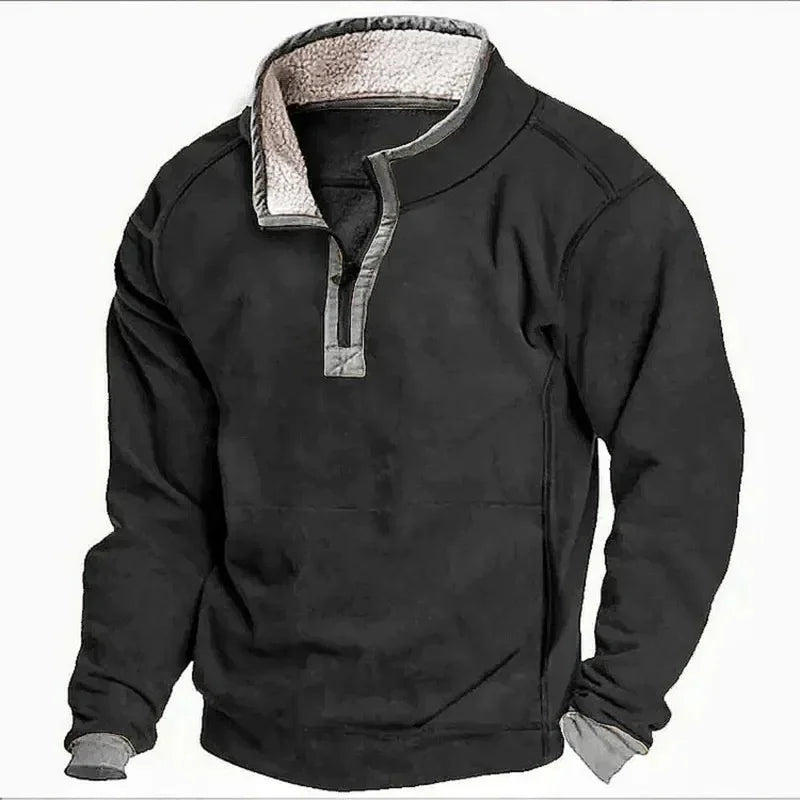 Mens Quarter Zip Jumper Fleece Lined Relaxed Fit 2