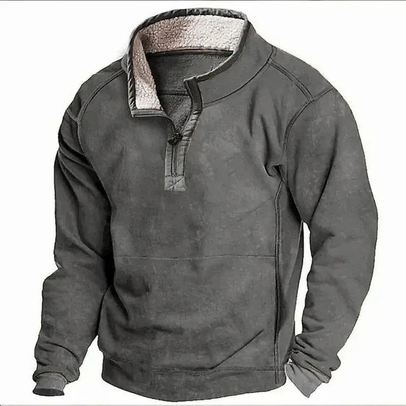 Mens Quarter Zip Jumper Fleece Lined Relaxed Fit 3