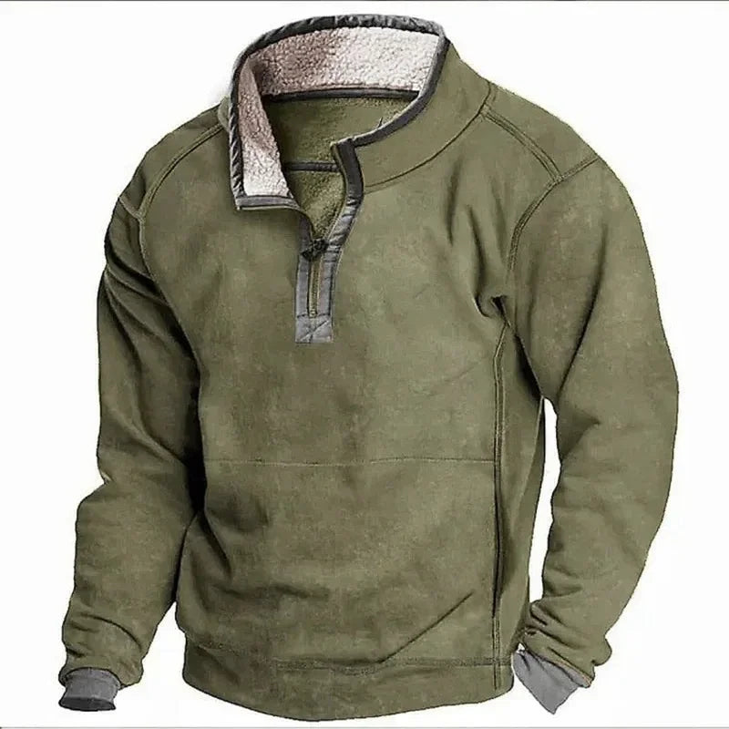 Mens Quarter Zip Jumper Fleece Lined Relaxed Fit 4