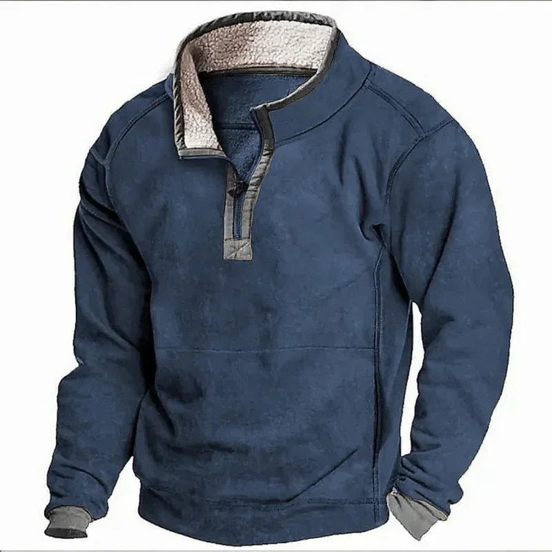 Mens Quarter Zip Jumper Fleece Lined Relaxed Fit 5