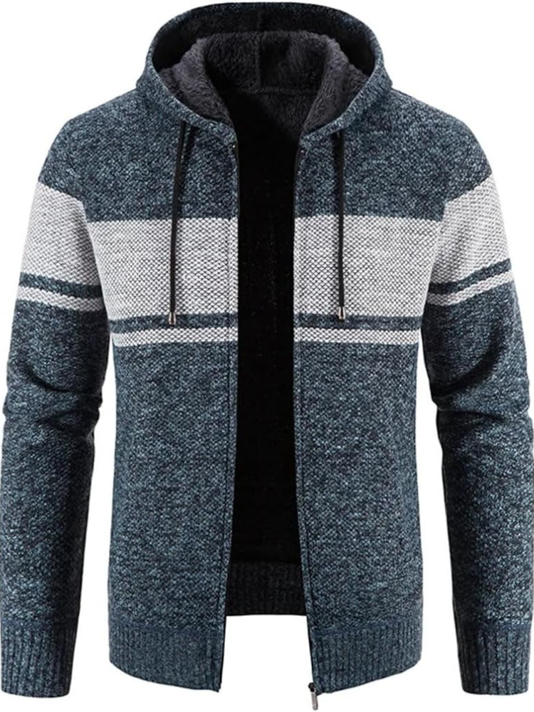 Men's Casual Striped Hooded Winter Jacket Insulated Fabric 0