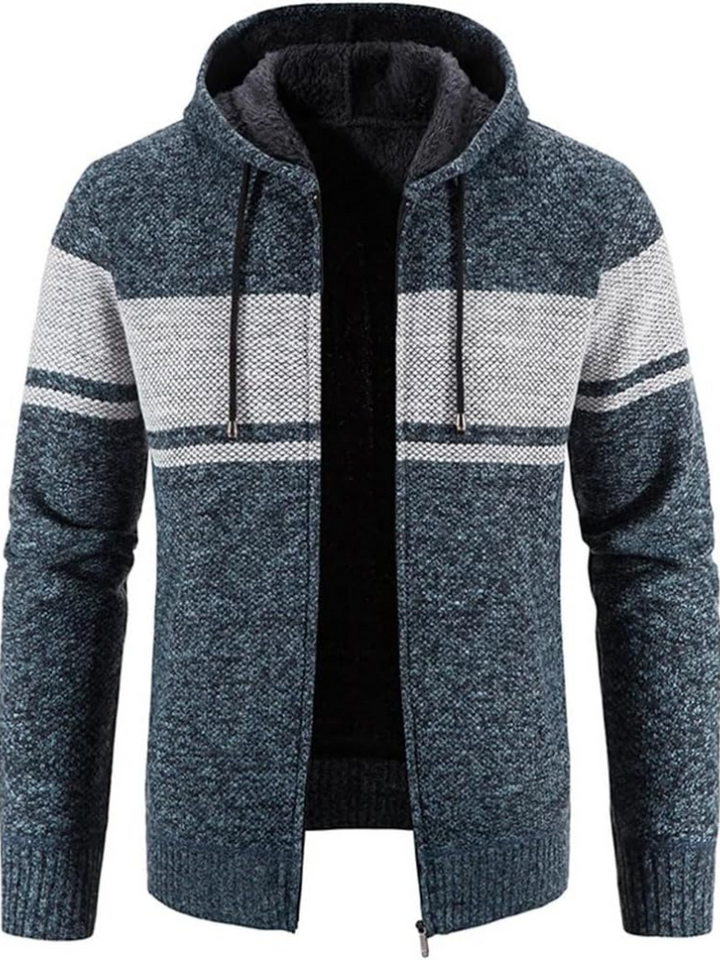 Men's Casual Striped Hooded Winter Jacket Insulated Fabric 0