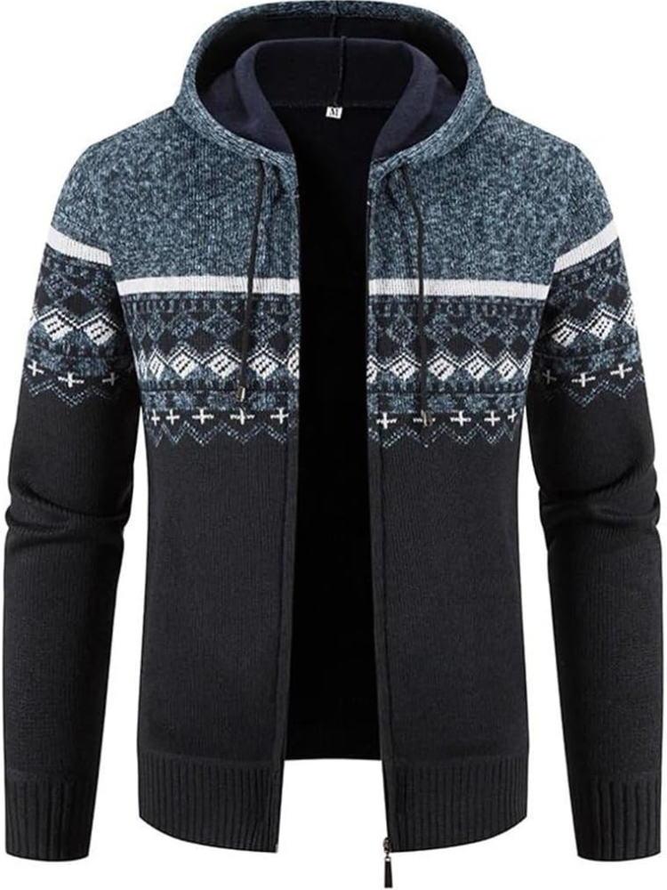 Men's Casual Striped Hooded Winter Jacket Insulated Fabric 1