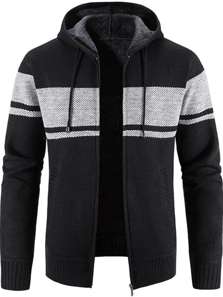 Men's Casual Striped Hooded Winter Jacket Insulated Fabric 11