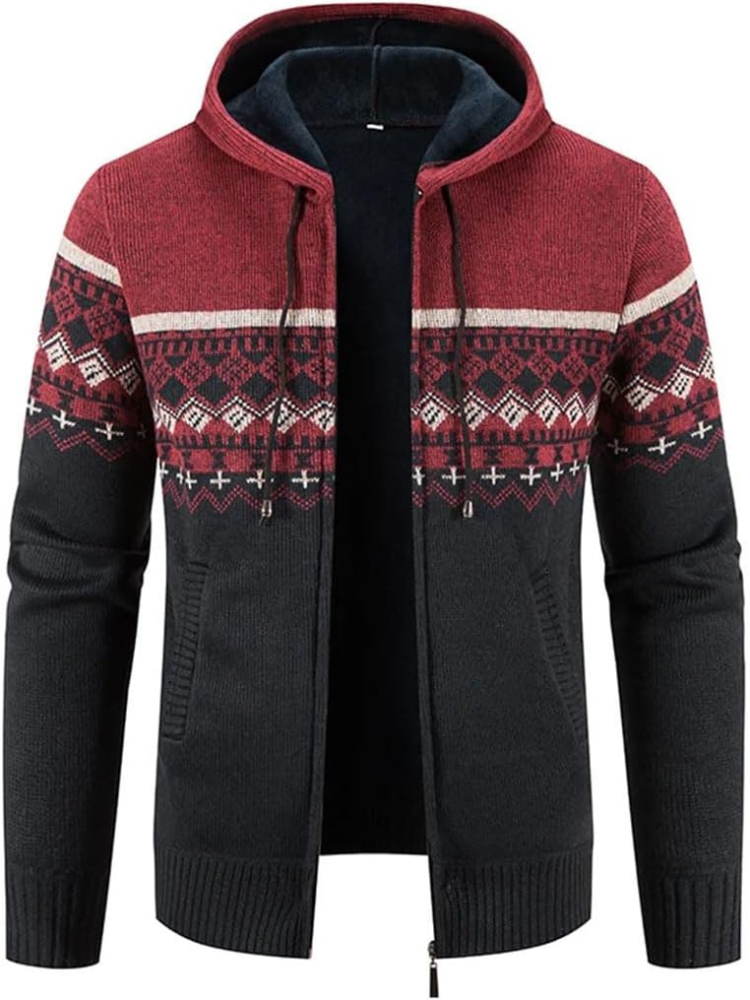 Men's Casual Striped Hooded Winter Jacket Insulated Fabric 2