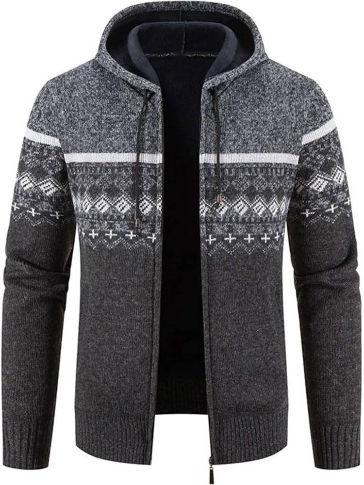 Men's Casual Striped Hooded Winter Jacket Insulated Fabric 3