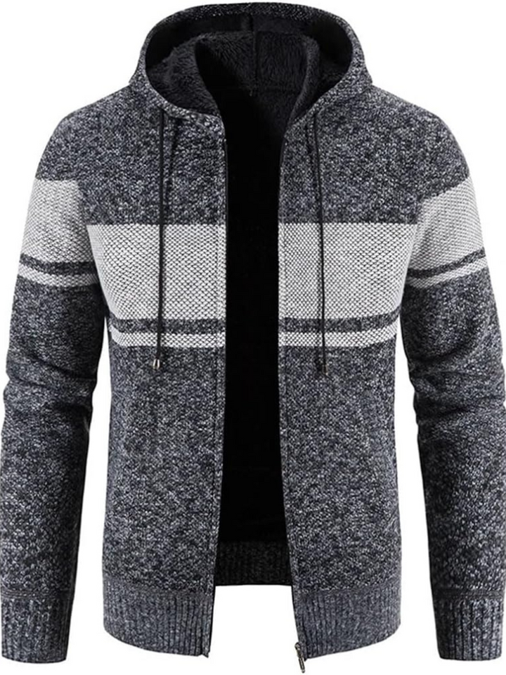 Men's Casual Striped Hooded Winter Jacket Insulated Fabric 4