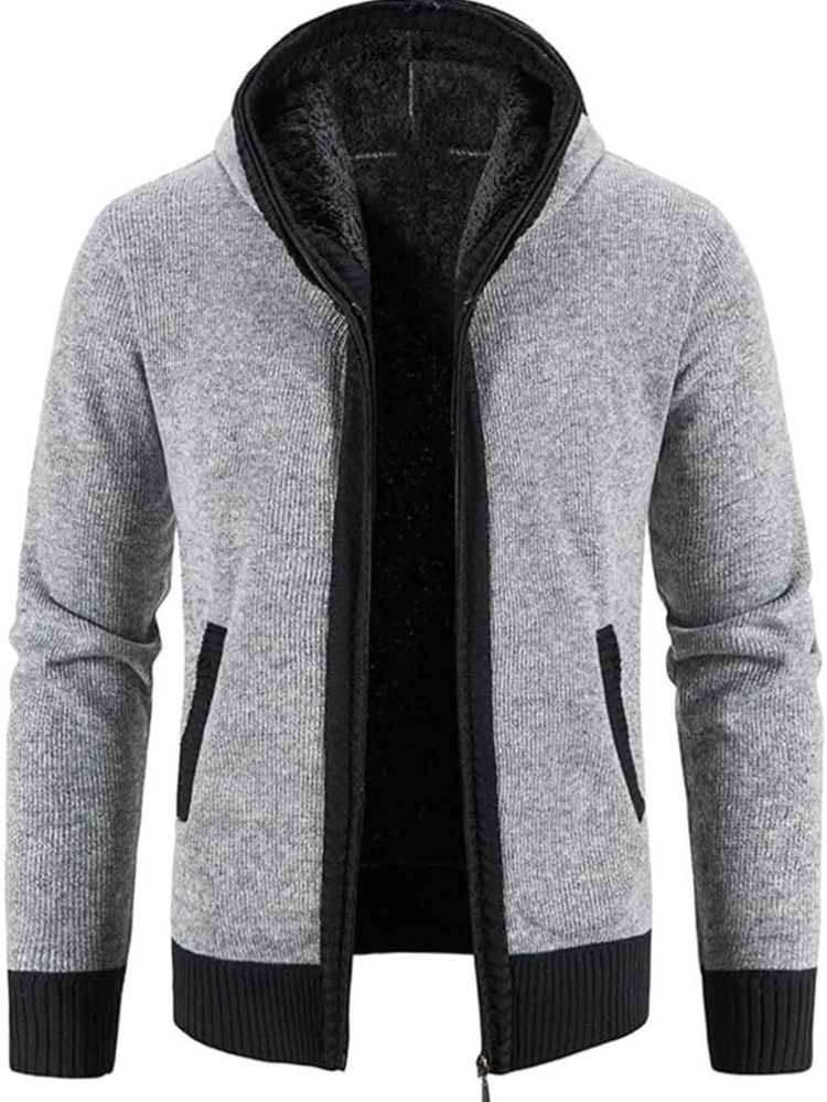 Men's Casual Striped Hooded Winter Jacket Insulated Fabric 7