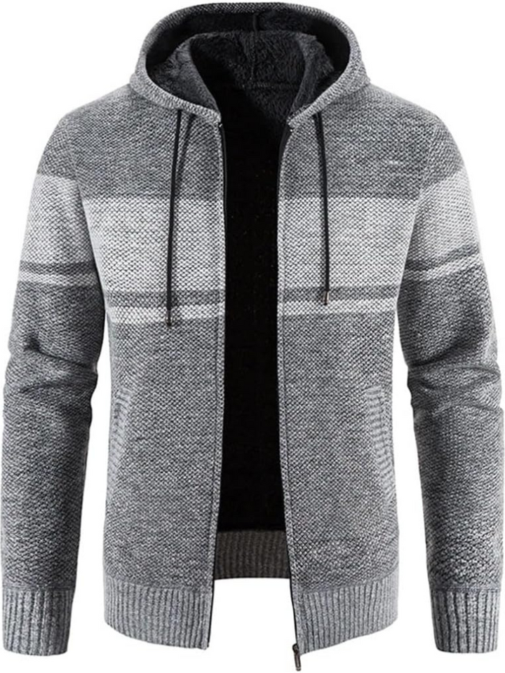 Men's Casual Striped Hooded Winter Jacket Insulated Fabric 8