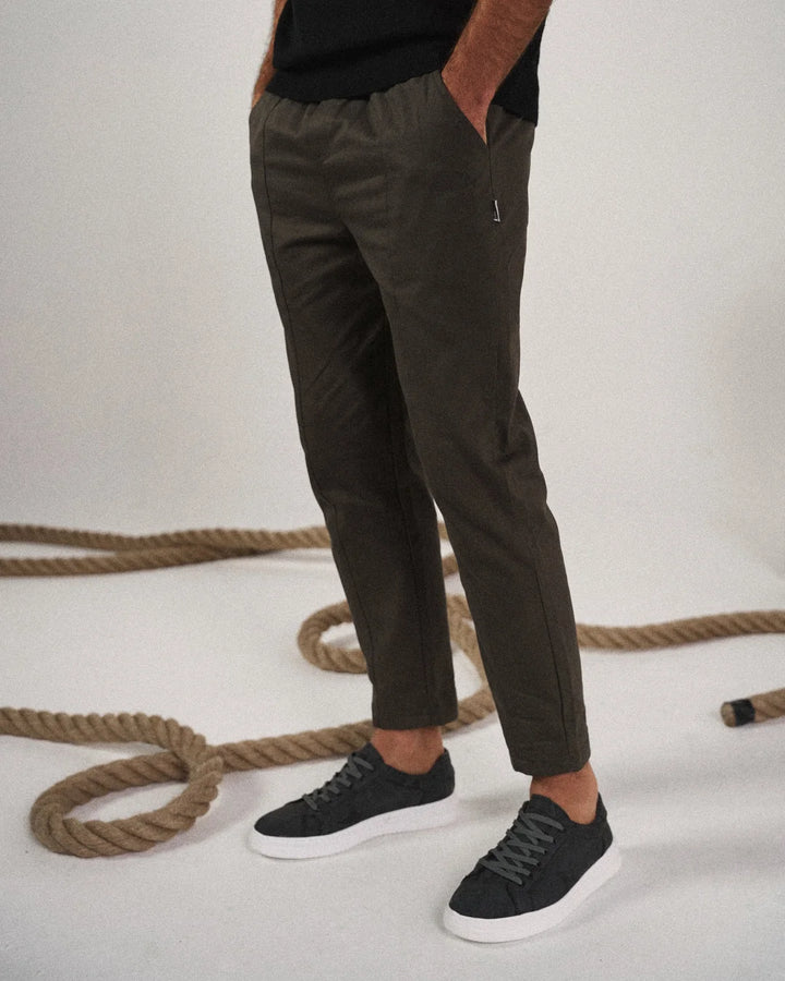 Mens Trousers Casual Tapered Drawstring Waist Cotton 6