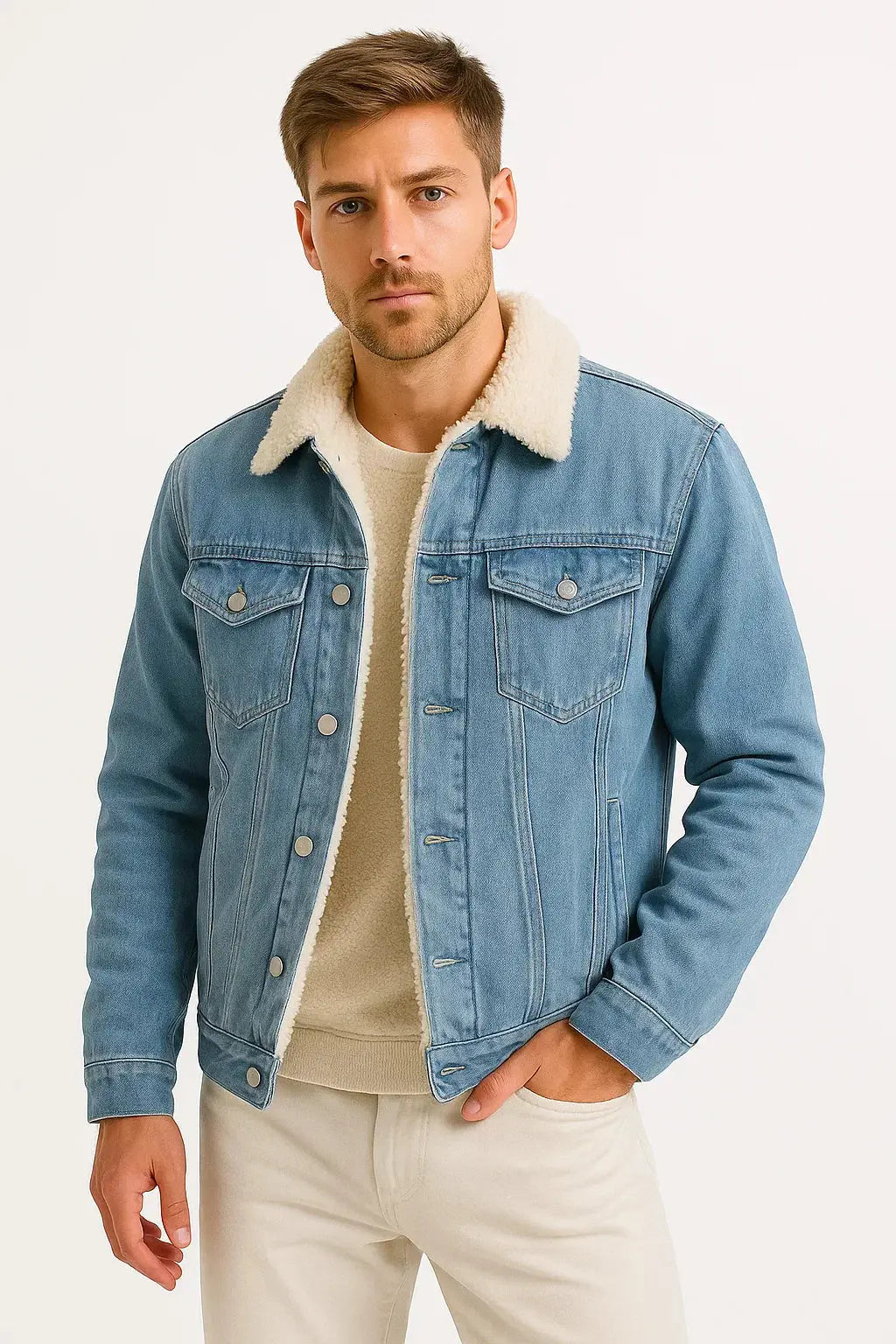 Men's Casual Thick Fleece Loose Fit Jacket for Winter Wear 5