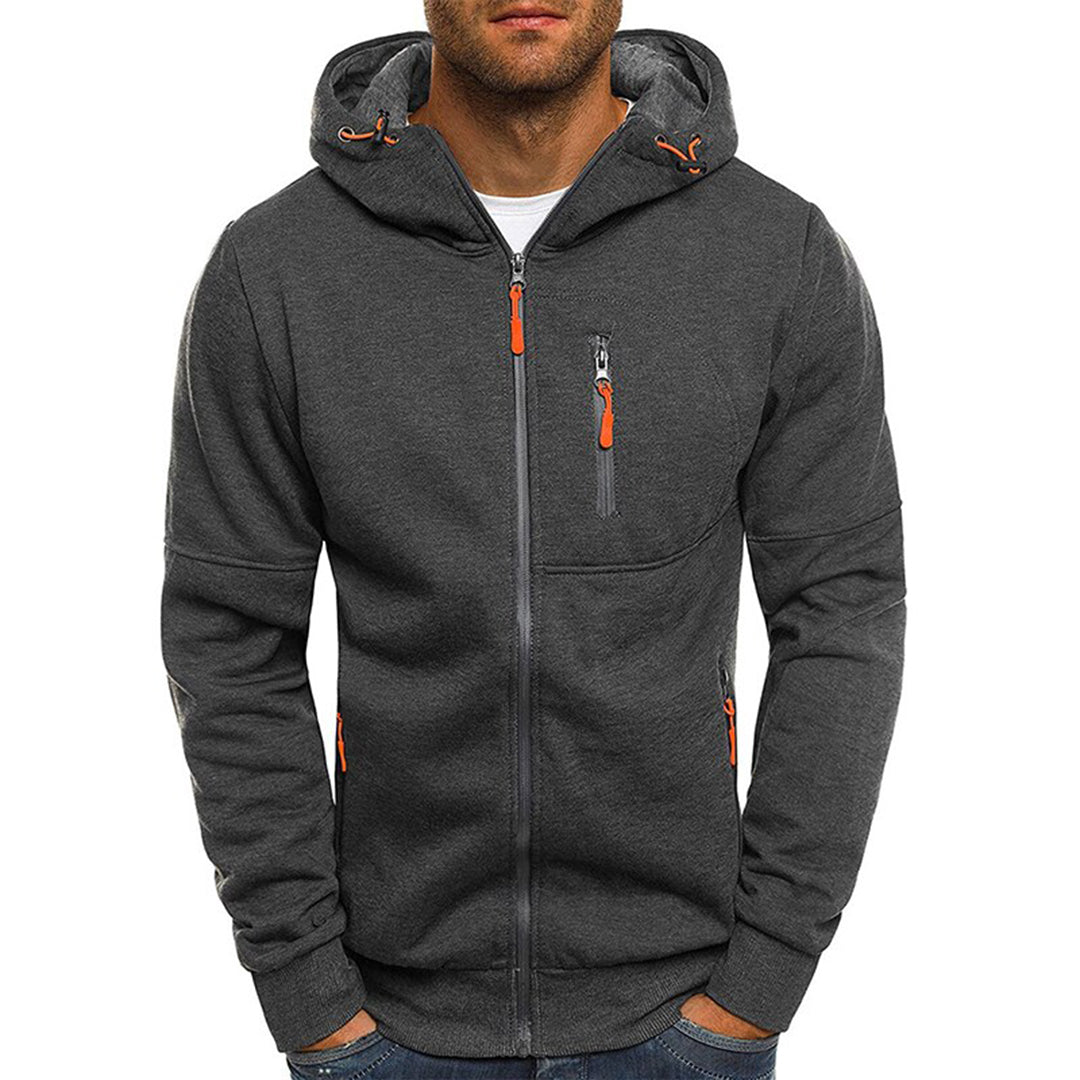 Men's Casual Zip-Up Hoodie Relaxed Fit Cotton Blend 2