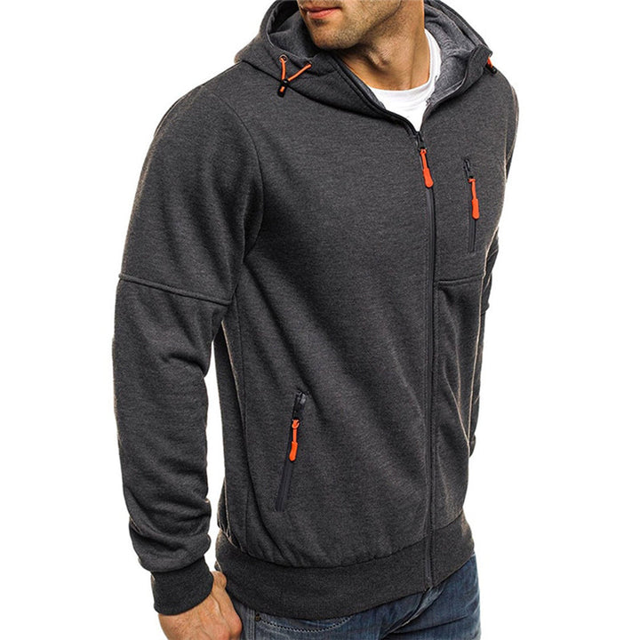 Men's Casual Zip-Up Hoodie Relaxed Fit Cotton Blend 4