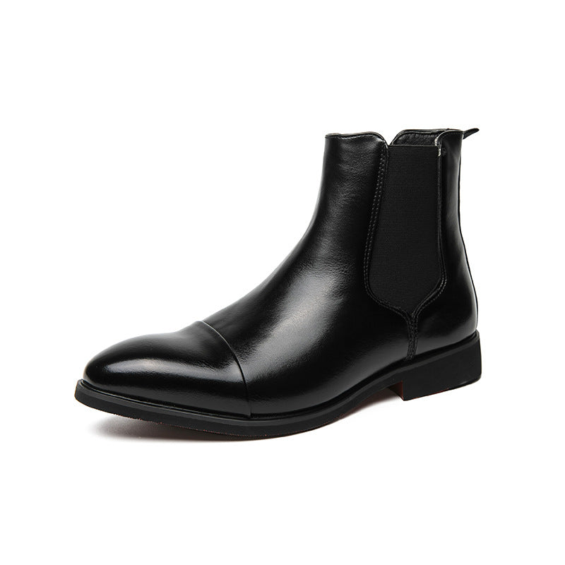 Men's Chelsea Boots Cap Toe Ankle Zip Leather Footwear 1