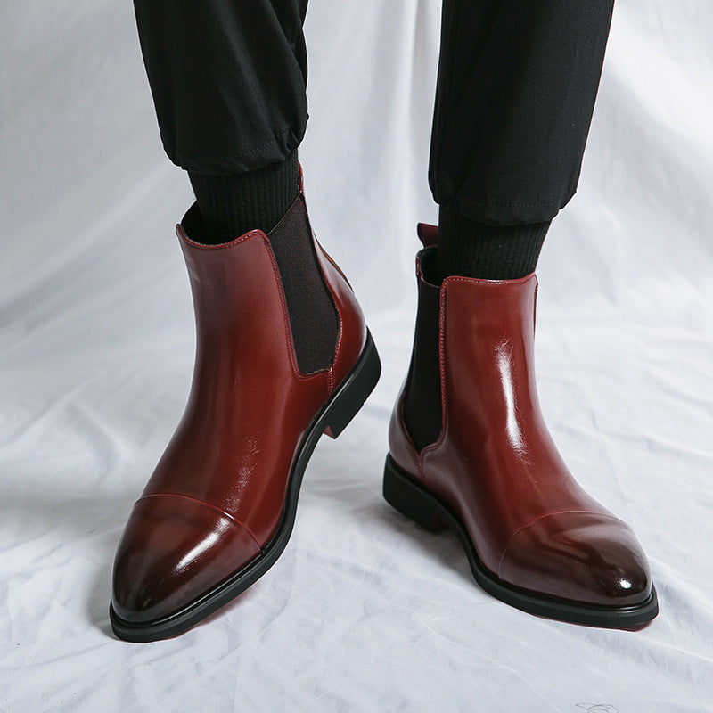 Men's Chelsea Boots Cap Toe Ankle Zip Leather Footwear 3