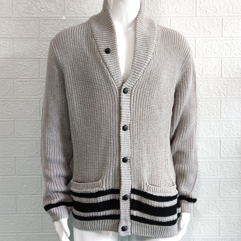 Men's Chunky Knit Long Cardigan with Pockets Acrylic 3