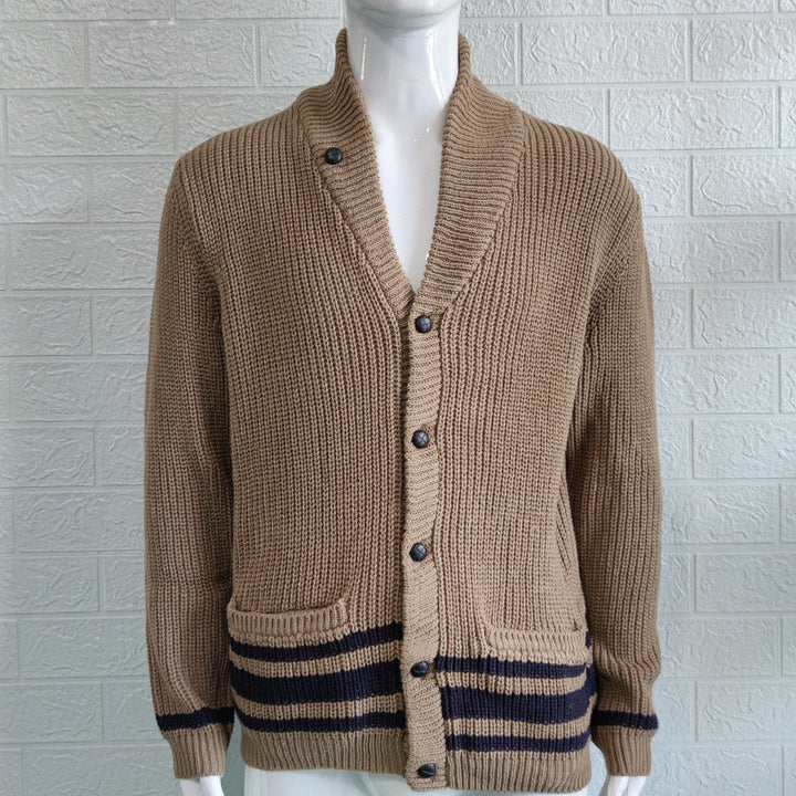 Men's Chunky Knit Long Cardigan with Pockets Acrylic 4