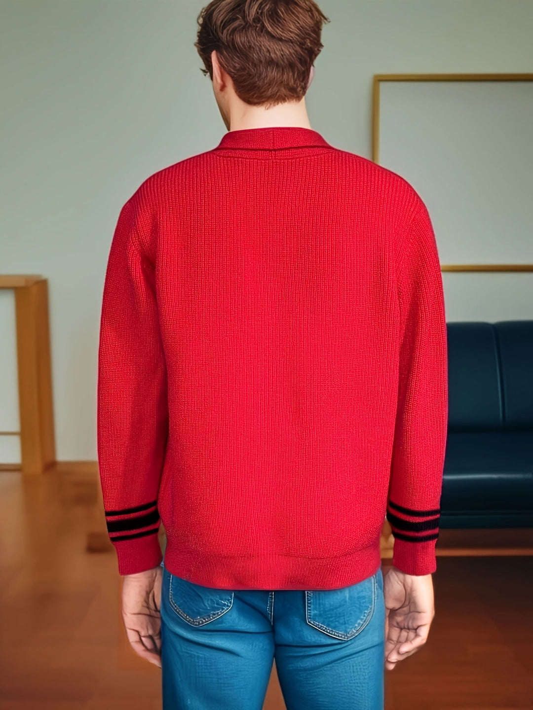 Men's Chunky Knit Long Cardigan with Pockets Acrylic 6