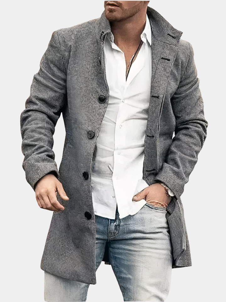 Men's Classic Button Trench Coat Polyester for Timeless Style 1