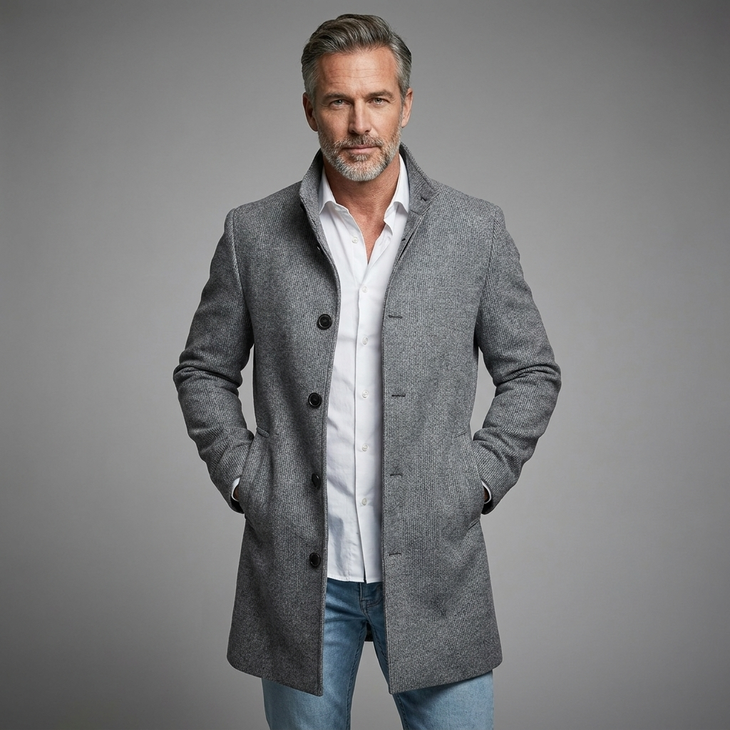 Men's Classic Button Trench Coat Polyester for Timeless Style 11