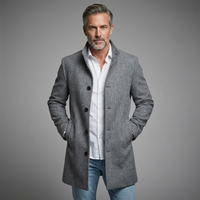 Men's Classic Button Trench Coat Polyester for Timeless Style
