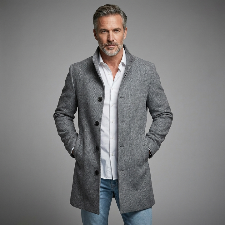 Men's Classic Button Trench Coat Polyester for Timeless Style 11