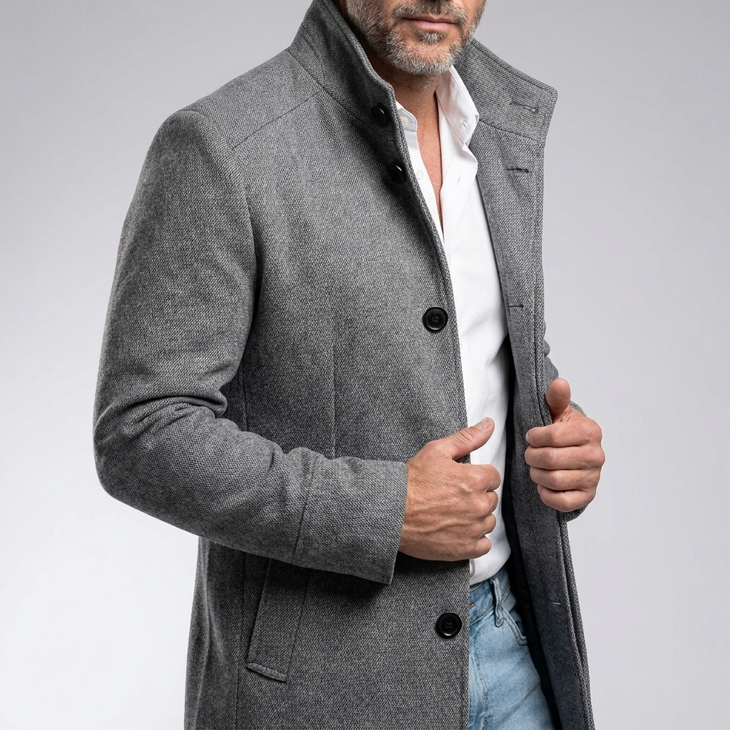 Men's Classic Button Trench Coat Polyester for Timeless Style 13