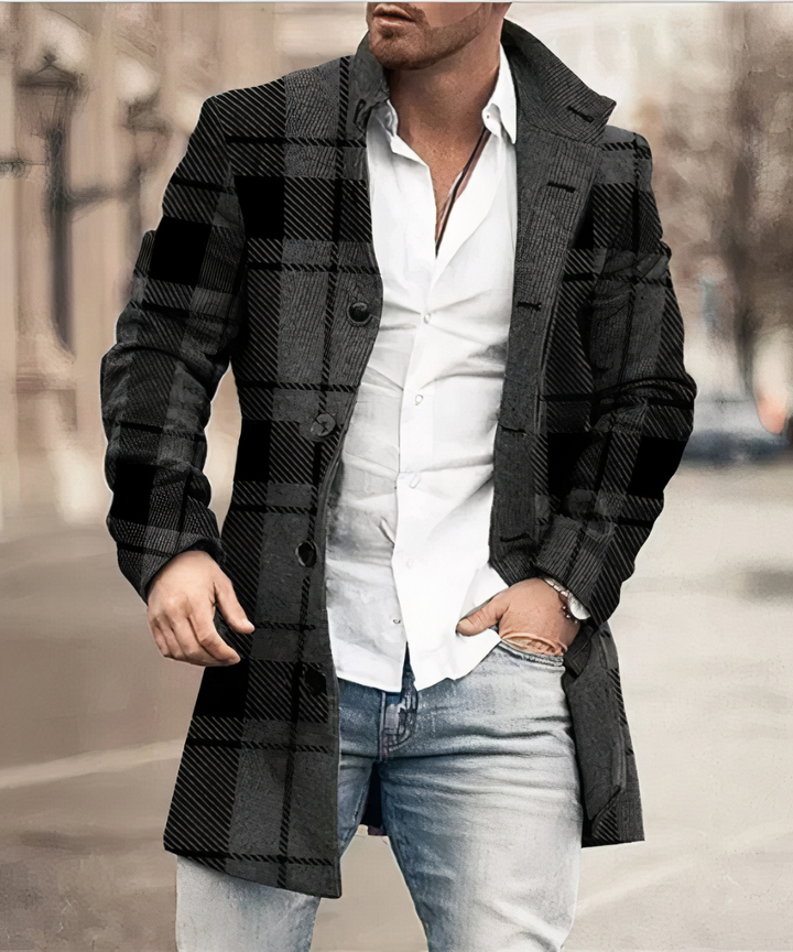 Men's Classic Button Trench Coat Polyester for Timeless Style 3