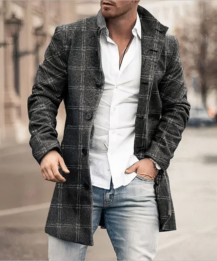 Men's Classic Button Trench Coat Polyester for Timeless Style 4