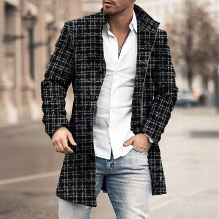Men's Classic Button Trench Coat Polyester for Timeless Style 7