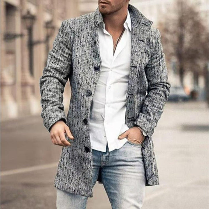 Men's Classic Button Trench Coat Polyester for Timeless Style 8