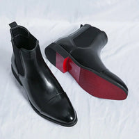Men's Classic Cap-Toe Chelsea Boots Leather for Casual Wear