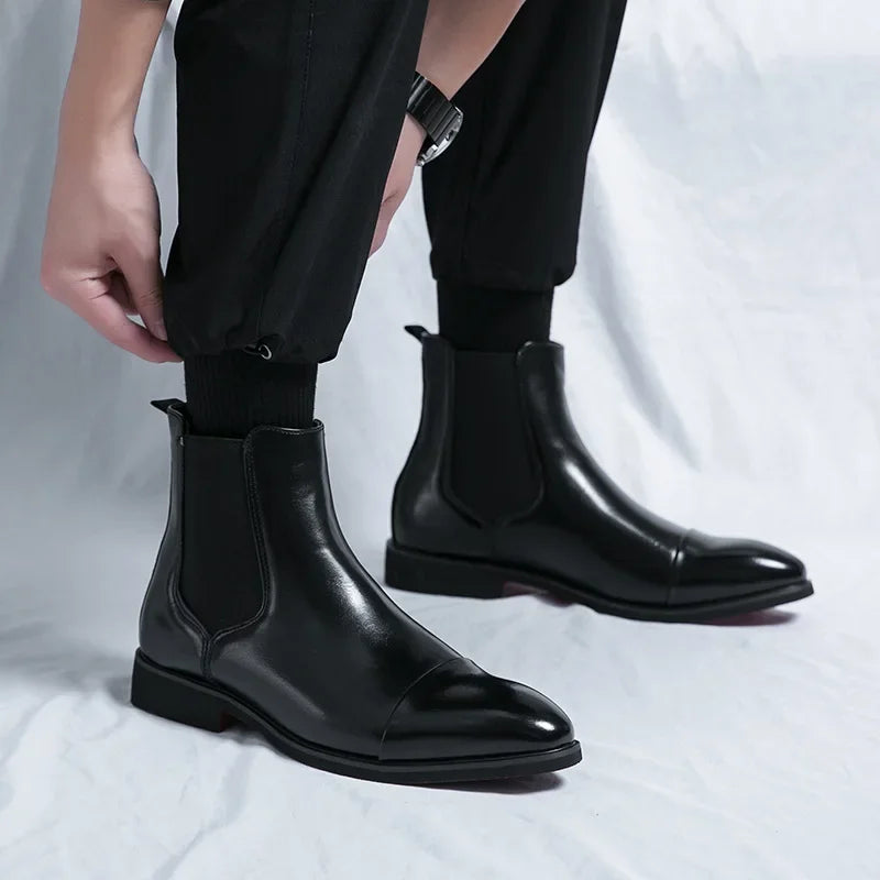 Men's Classic Cap-Toe Chelsea Boots Leather for Casual Wear 5