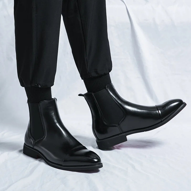 Men's Classic Cap-Toe Chelsea Boots Leather for Casual Wear 6