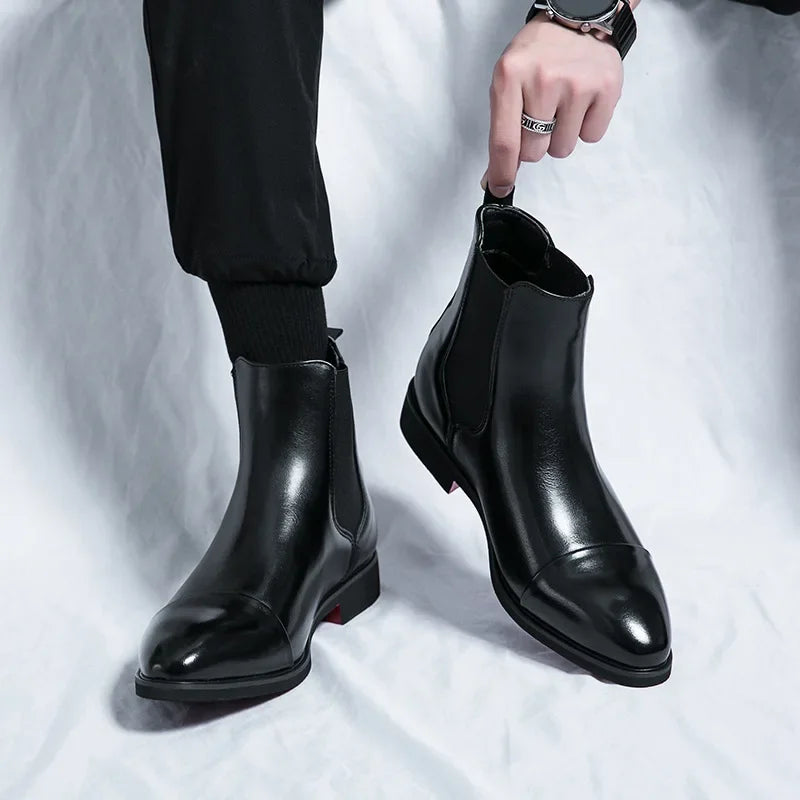 Men's Classic Cap-Toe Chelsea Boots Leather for Casual Wear 7