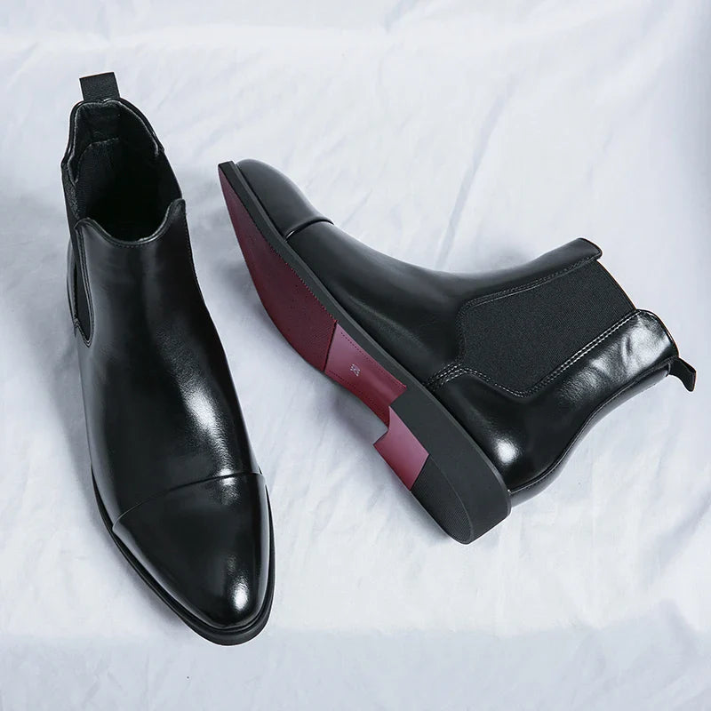 Men's Classic Cap-Toe Chelsea Boots Leather for Casual Wear 8