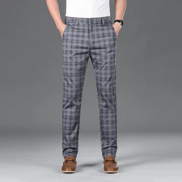 Mens Trousers Classic Check Straight Fit Cotton 2