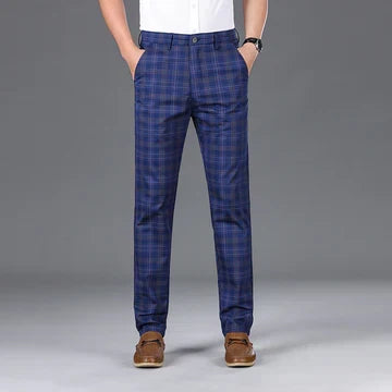 Mens Trousers Classic Check Straight Fit Cotton 3