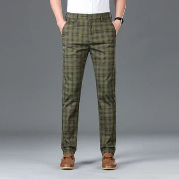 Mens Trousers Classic Check Straight Fit Cotton 4