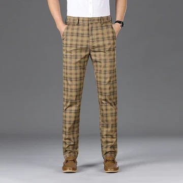 Mens Trousers Classic Check Straight Fit Cotton 6
