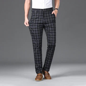 Mens Trousers Classic Check Straight Fit Cotton 8