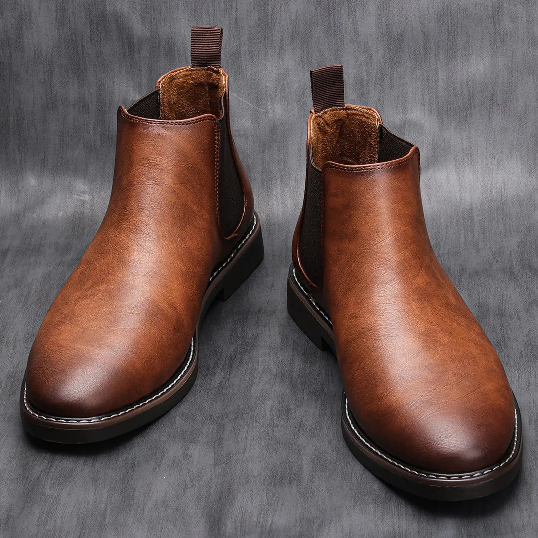 Men's Classic Chelsea Ankle Boots Slip-On Leather 0