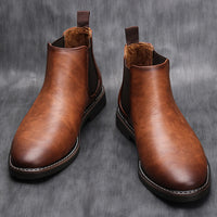 Men's Classic Chelsea Ankle Boots Slip-On Leather